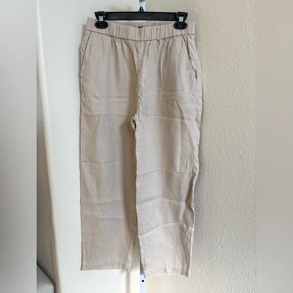 NWOT - Quince 100% European Linen Tapered Ankle Pant in Driftwood - Size S